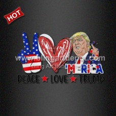 Peace Love Trump Heat Printed Vinyl July 4th DTF Transfer